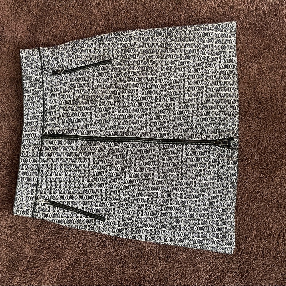 Tory Burch Black and White Geometric Mini Skirt